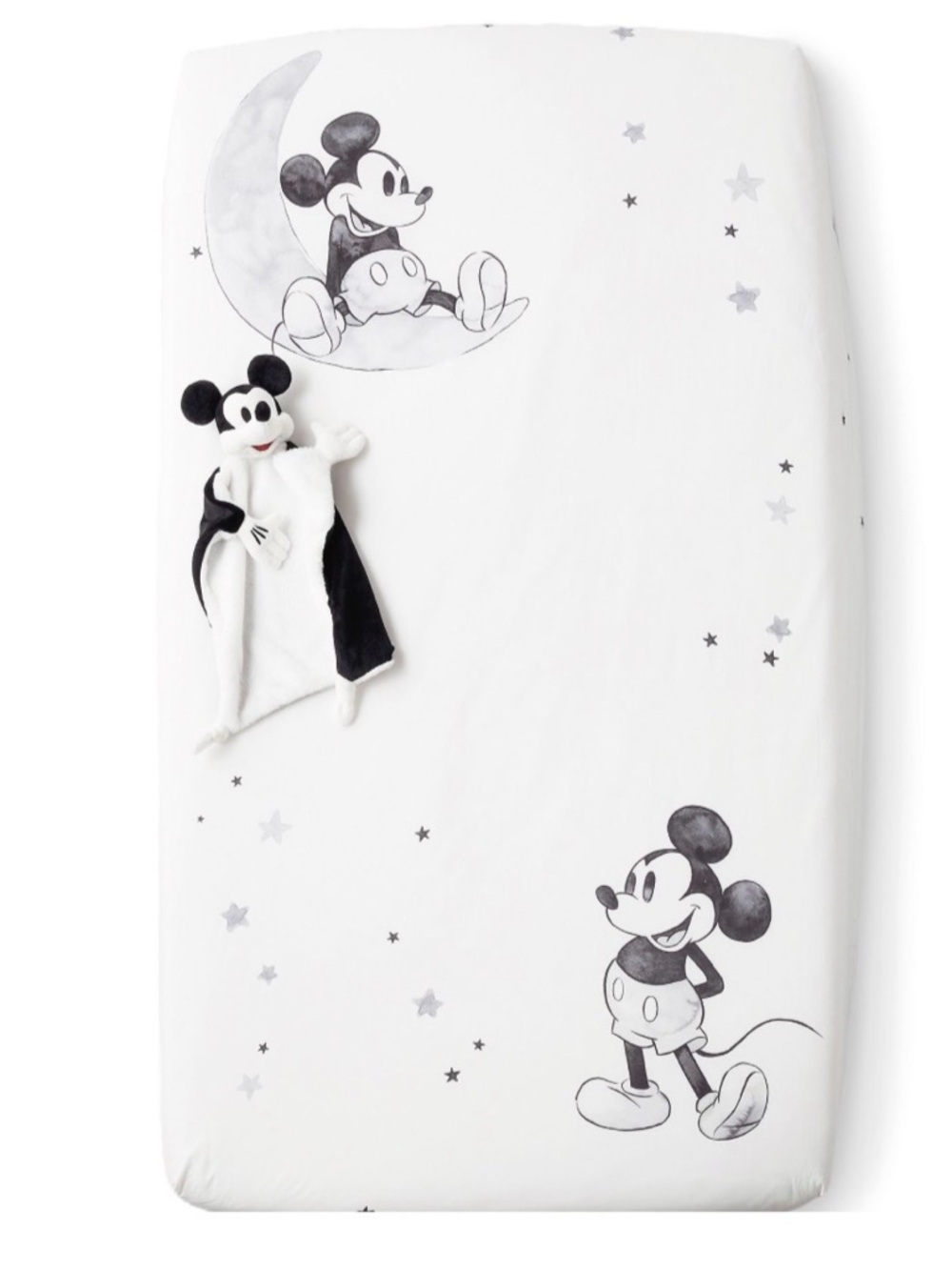 Pottery Barn Mickey Mouse Black & White Baby Crib Sheet Set organic